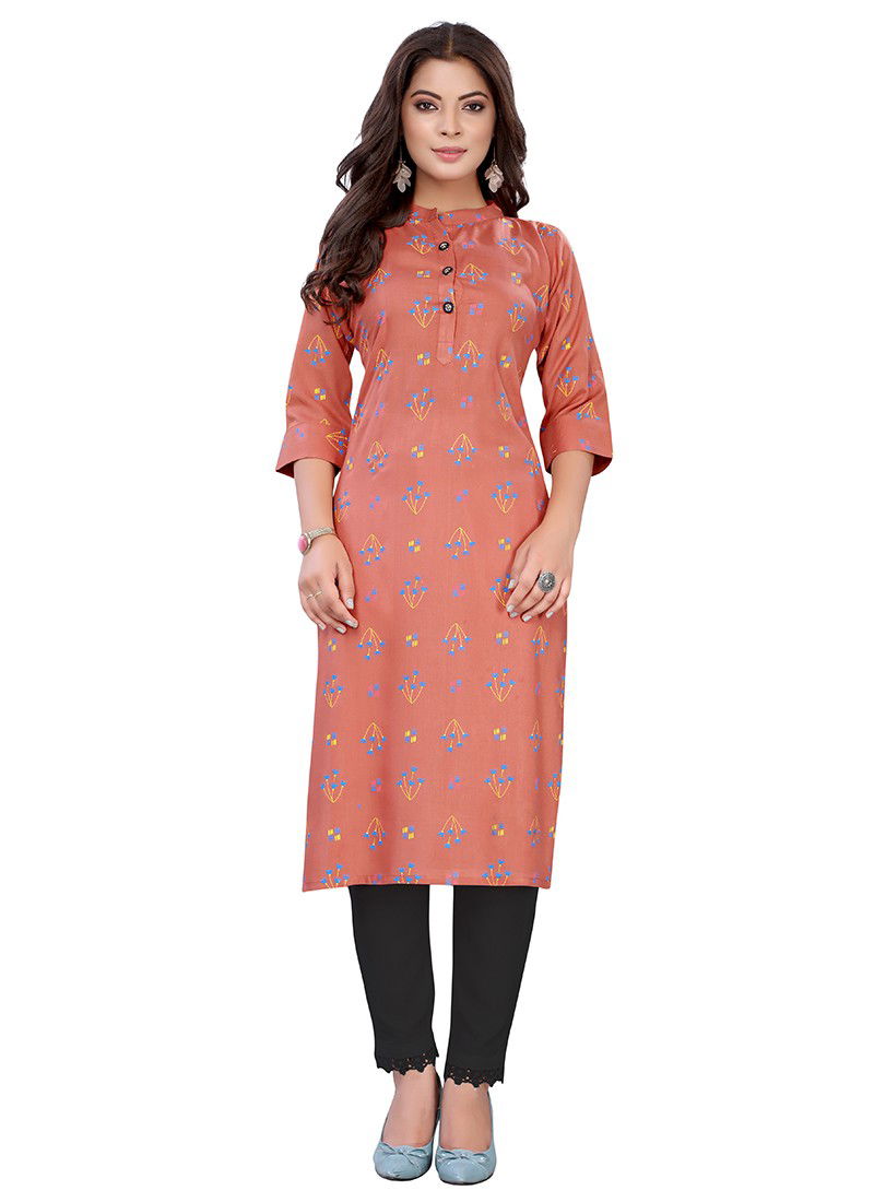 ZAHIRAA Latest Fancy Designer Stylish Slub Cotton Casual Regular Wear Abstract Print Kurti Collection